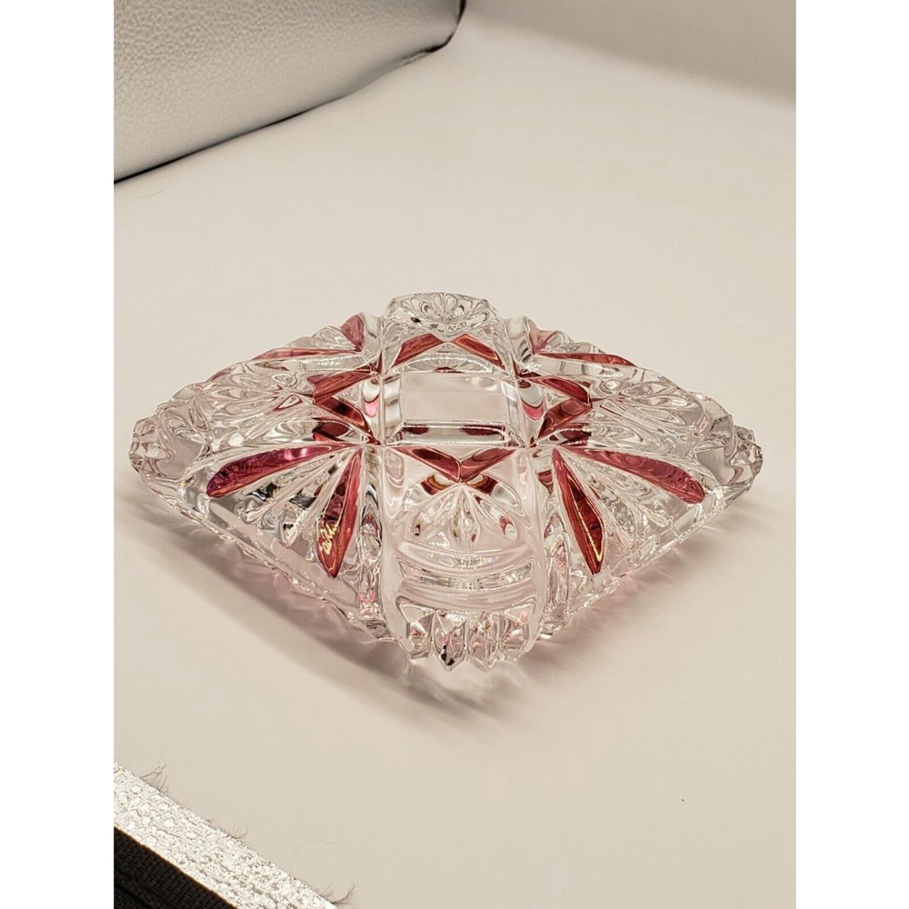 Genuine Lead Crystal Hand Cut Ashtray Western Germany Old Vintage Glass 6"×6" - Picture 3 of 5